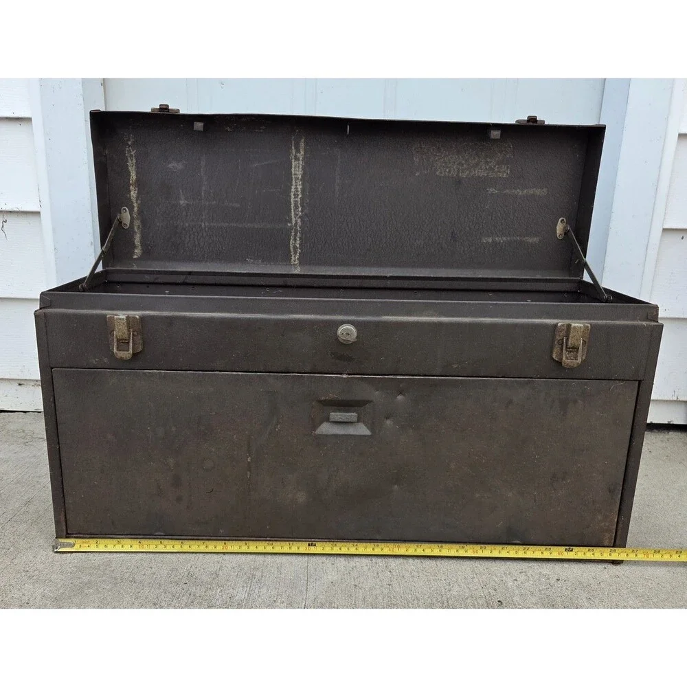 Kennedy No. 526 8 Drawer Machinist Tool Box Chest Brown Wrinkle USA With One Key